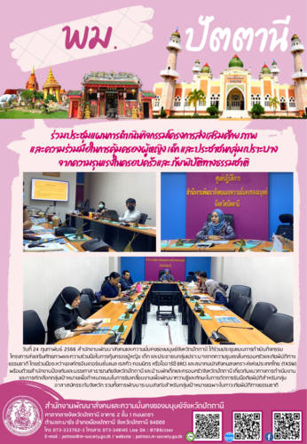 ร่วมประชุมแผนการดำเนินกิจกรรมโครงการส่งเสริมศักยภาพและความร่วมมือในการคุ้มครองผู้หญิง เด็ก และประชาชนกลุ่มเปราะบาง จากความรุนแรงในครอบครัวและภัยพิบัติทางธรรมชาติ